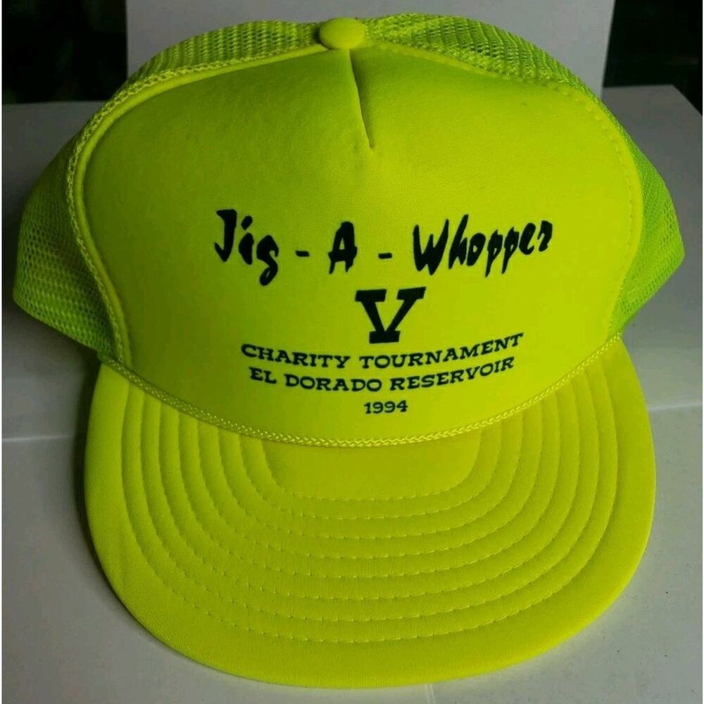 JIG-A-WHOPPER FISHING TOURNAMENT 1994 EL DORADO RESERVOIR cap / hat Neon Nissan